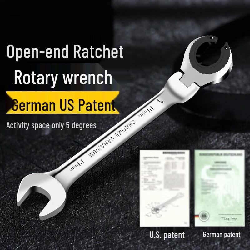 12mm Flexible Head Open-End Ratchet Wrench