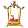 Laddu Gopal On Jhulla Palana Metal Statue Gold Plated Decor Your Home,Office Metal Krishna Murti,Showpiece Figurines,Religious Idol Gift Article.