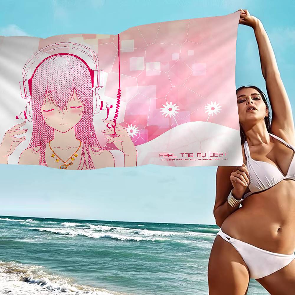 Super Sonico Manga Anime Big Microfiber Beach Towels Quick Dry Towel Sand Beach Towels Pool Towel for Travel Swim Pool Yoga