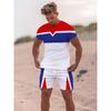 Patchwork Printing Mens 2 Pieces Casual Fashion T-shirt Set Workout Tracksuit Shirt And Shorts Set Sport Summer Outfit Sets