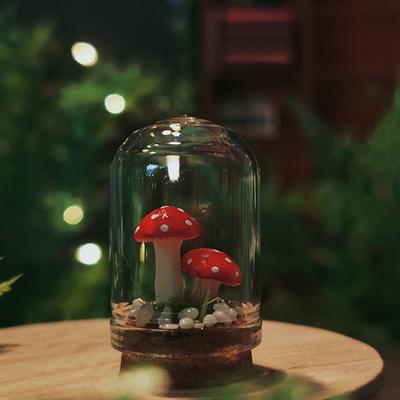 Houba domečku pro panenky Realistické mini houby se skleněným krytem Ozdoba z houbové figurky pro 1/6 1/12 miniaturní scéna Domky pro panenky v měřítku