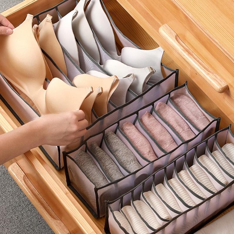 1pc Closet Organizer For  Bra Socks Home Separated Underwear Storage Box 6/7/11 Grids Jeans Organizer Foldable Drawer Organizer