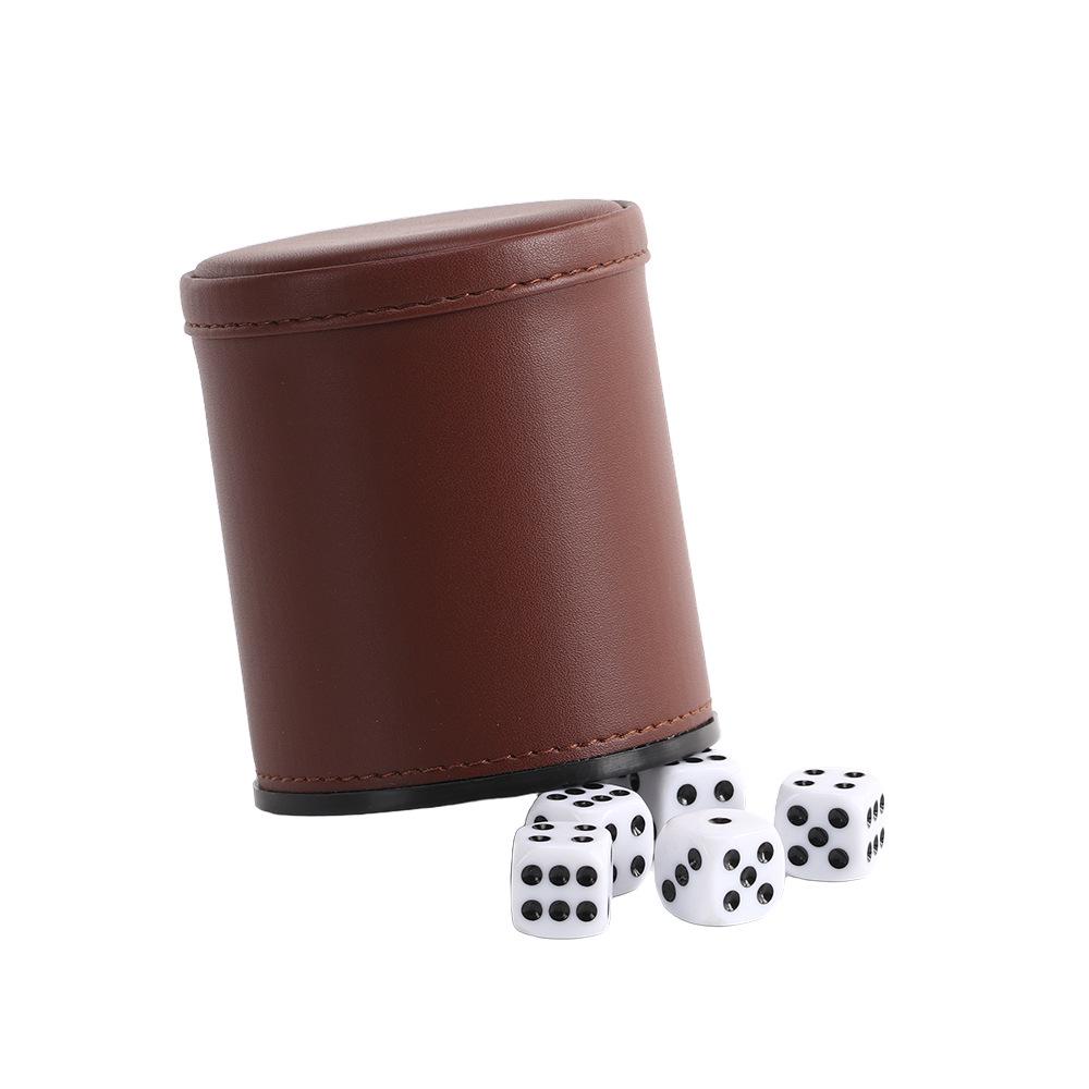 PU Leather Chessboard Dice Cup Set with Silent Flannel Shaker