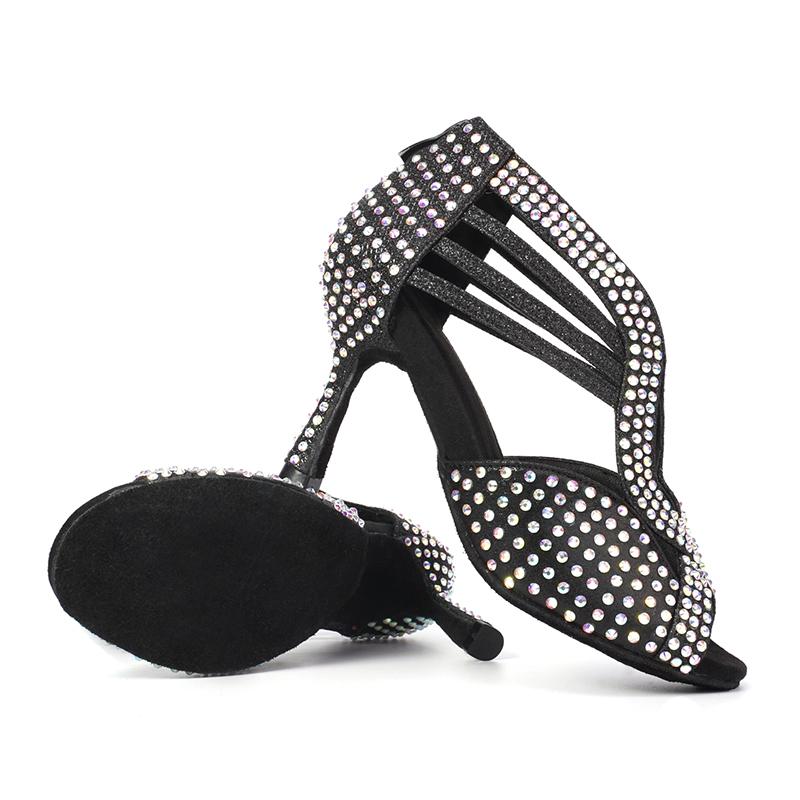 Scarpe da Ballo Latino con Strass Suola Morbida Donna Scarpe da Ballo di Piazza per Feste Tacco 90mm