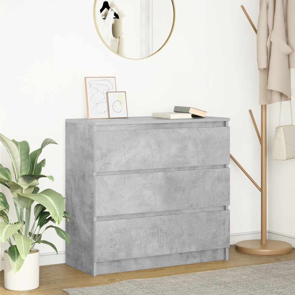 Sideboard Concrete Grey 80 x 35 x 76 cm Wood Based Material