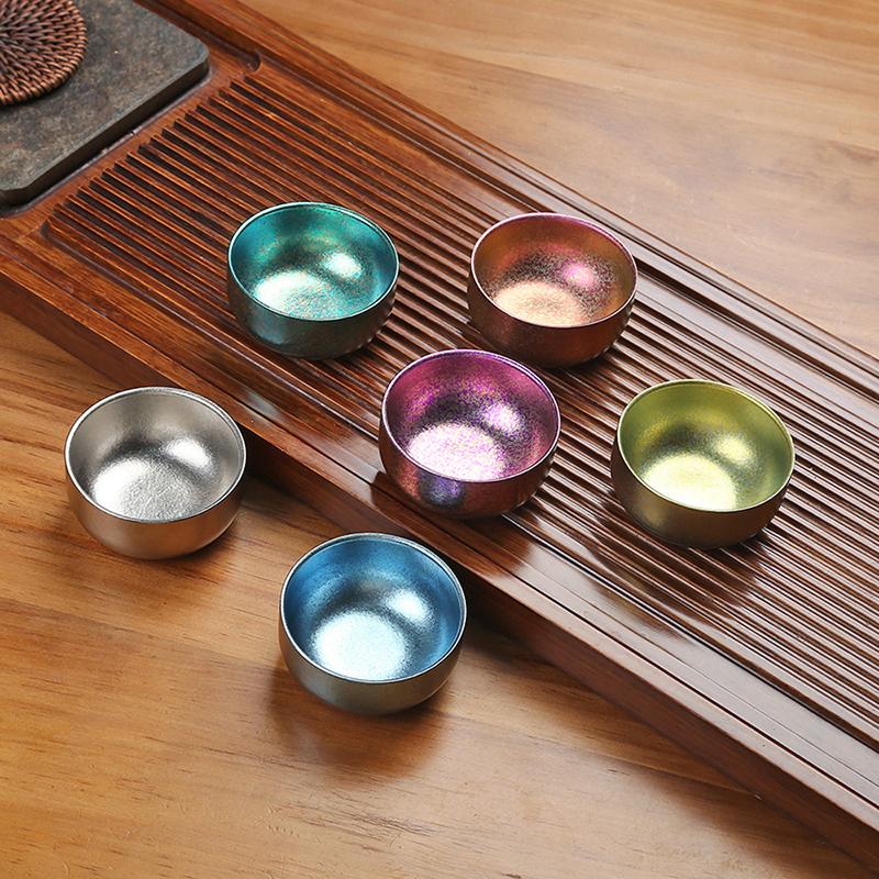 Titanium Cup Pure Titanium Tea Cup Outdoor Camping Portable Tea Set Portable Storage Home Double Layer Anti Scalding Tea Bowl
