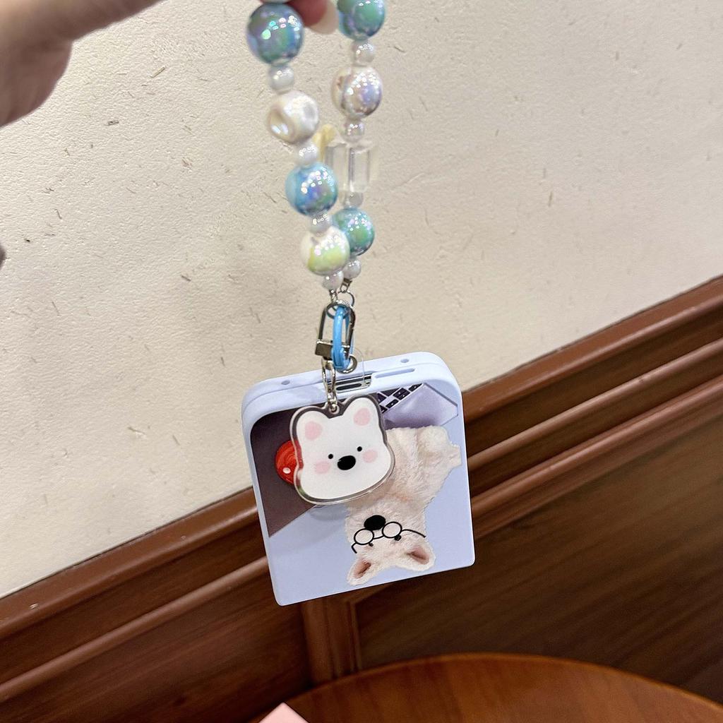 Cute Cartoon Cat and Dog Suitable for Samsung ZFlip6 Folding Screen Mobile Phone Case Huawei Pocket2 Lanyard Case