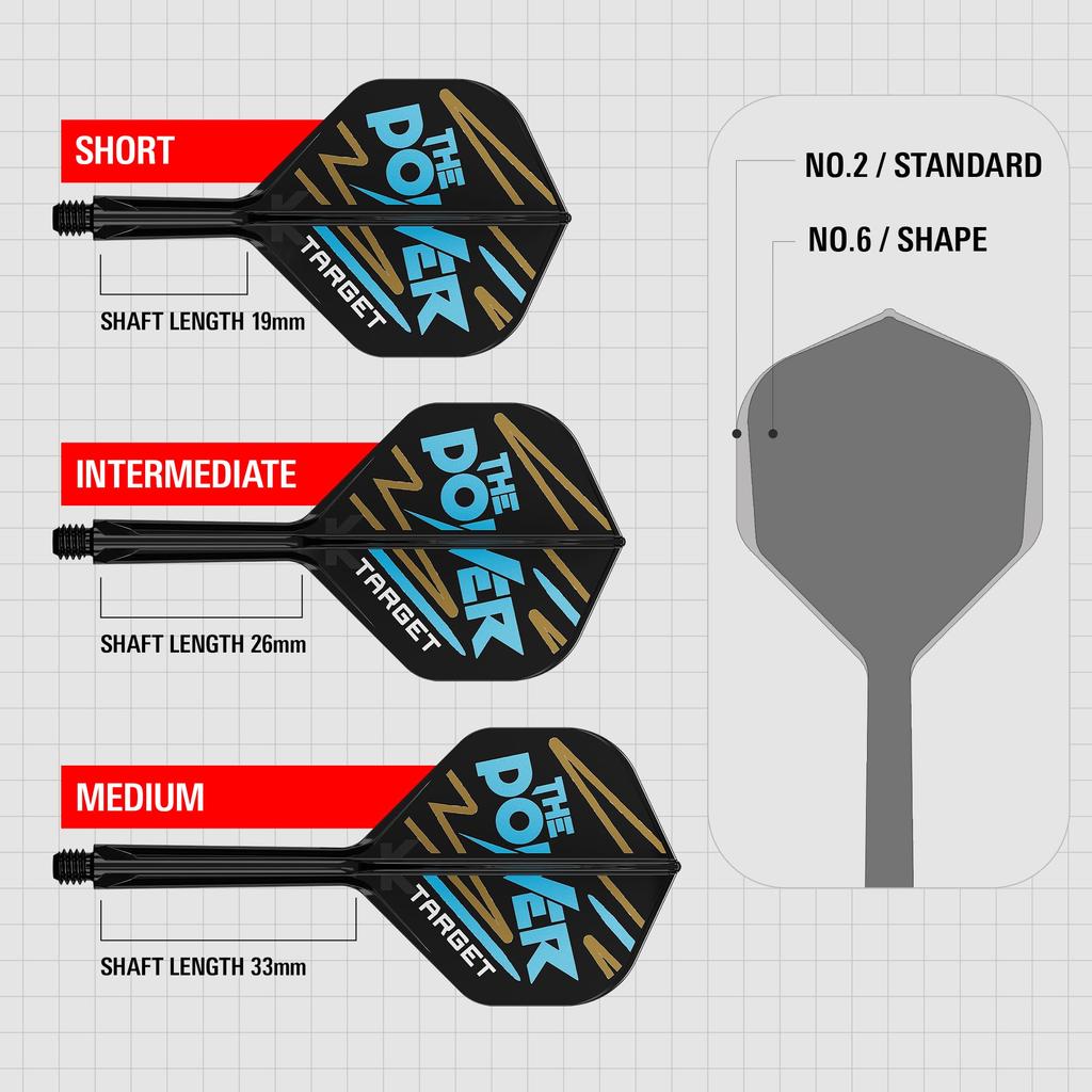 Target Darts Phil Taylor KFLEX Flight Shaft 2 Kflex Short & System, No. (Standard) All-in-One Flights, 3-Pack, (19mm)