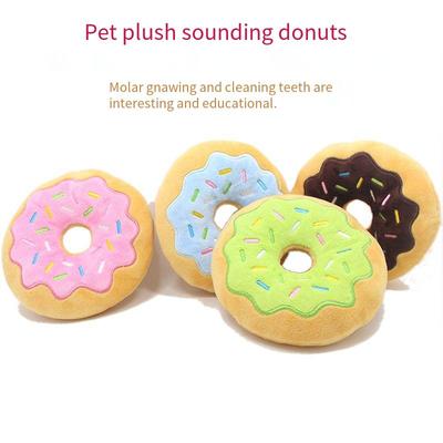 New Doughnut Pet Plush Toys 15cm Bread Circle Christmas Series Dog Vocal Toys