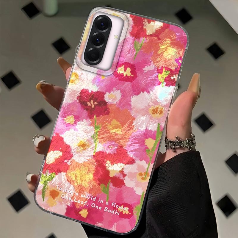 Pink Flower Girls Women Phone Case For Samsung Galaxy A56 A16 A17 A26 A36 A06 A07 A55 A35 A25 A54 S24 S25 Ultra S22 S23 FE Cover
