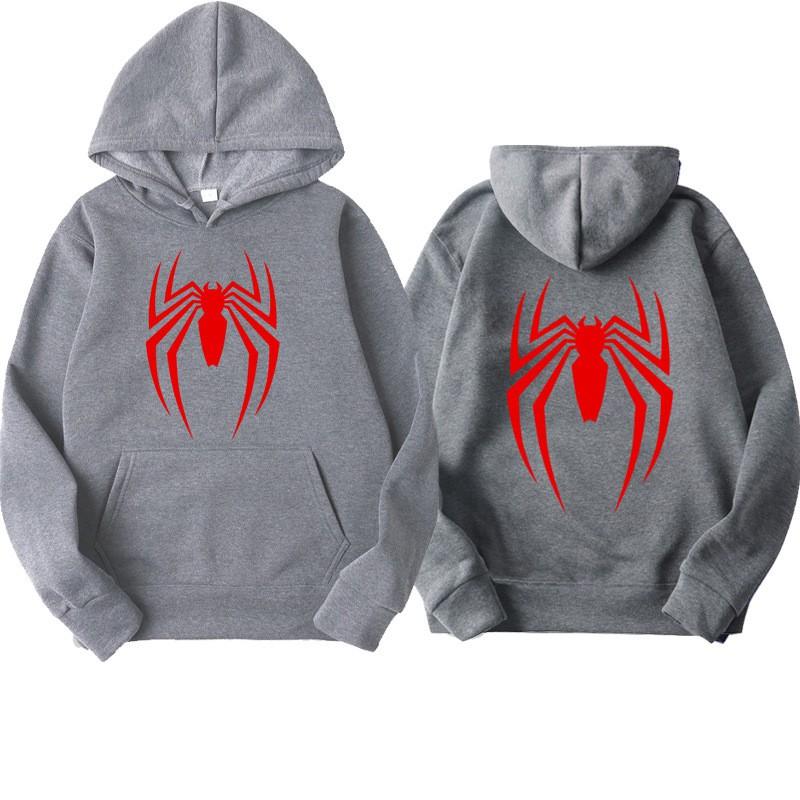 Mens Oversized Streetwear Hoodie With Spider Print - Soft Cotton Blend Loose Fit Casual Sweatshirt