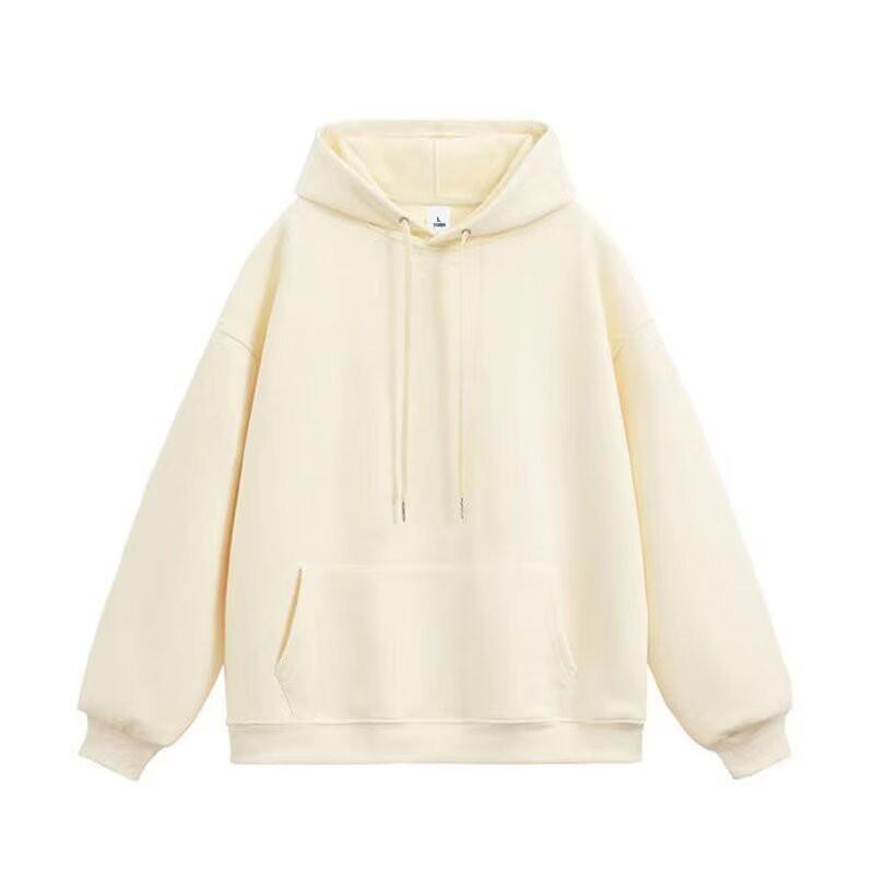 Oversized Unisex Heavyweight 420g Fleece-Lined Hooded Sweatshirt Pure Color Loose Fit Winter Casual Top