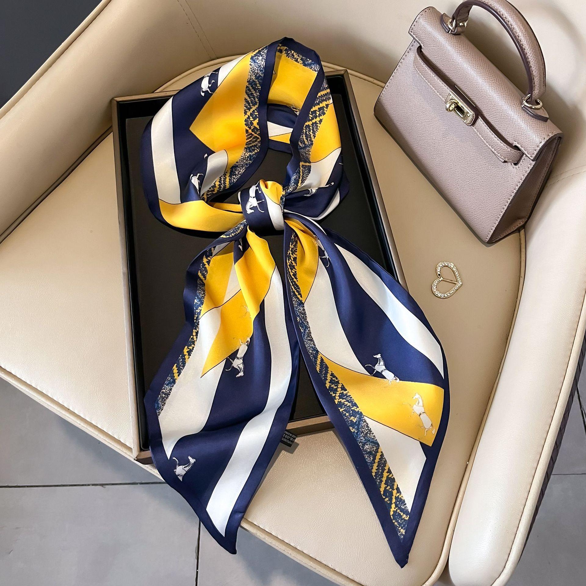 

Роскошный летний шелковый платок, квадратный шарф для женщин, атласный хиджаб, модные накидки, шейный платок, женские резинки для волос, лента для волос, повязка на голову, бандана 13X145cm