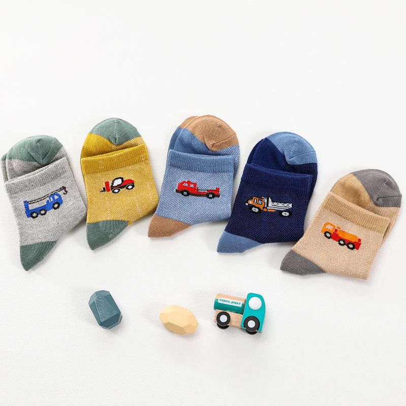 5 Paar Kinder Socken Niedlicher Cartoon Bär Jungen Mädchen Wintersocken Frühling Herbst Weiche Baumwolle Atmungsaktiv Sport Kinder Socken Babysocke