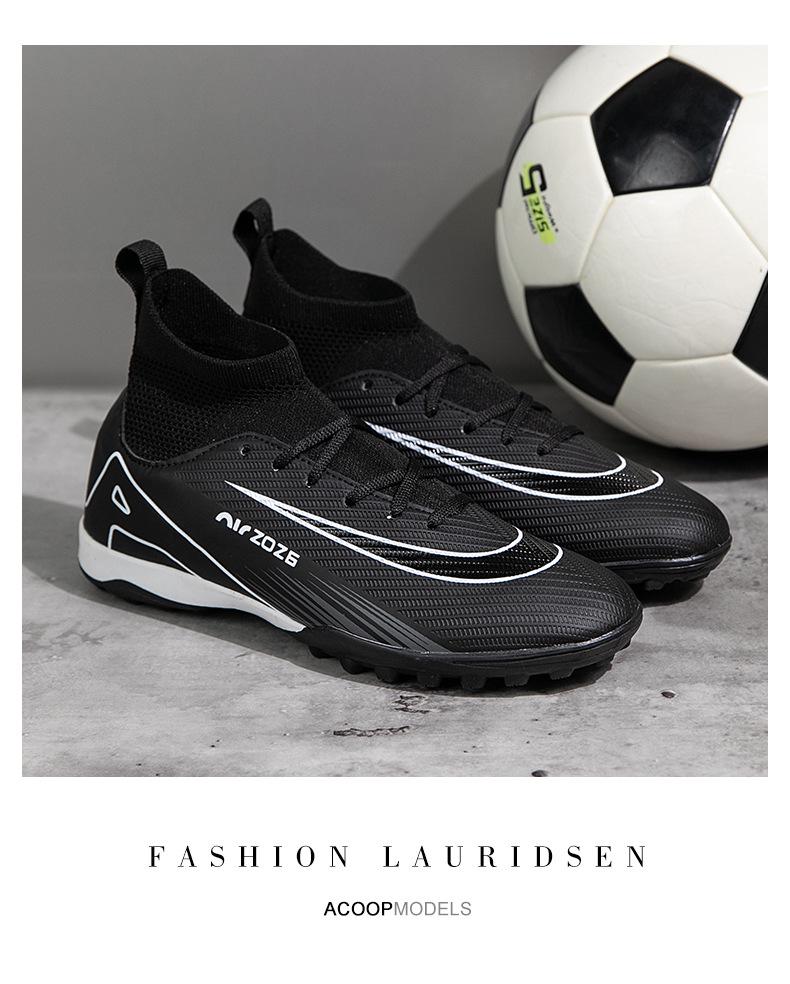 Unisex Fly-Knit Sock Football Shoes for Kids and Adults - High-Top TF Training Sneakers