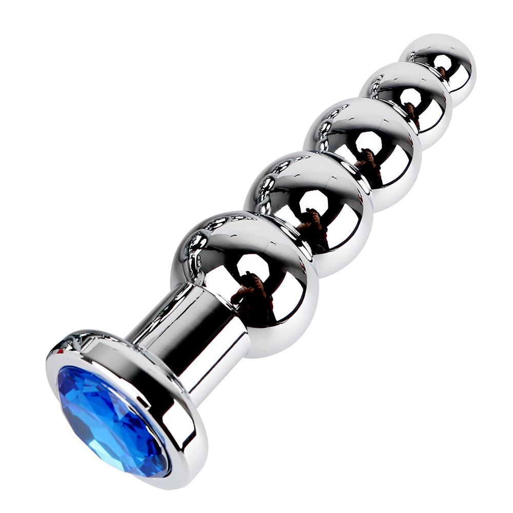Stainless Steel Prostate Massage Butt Plug Heavy Anus Beads with 5 Balls Sex Toys for Men/ Women/Gay Metal Anal