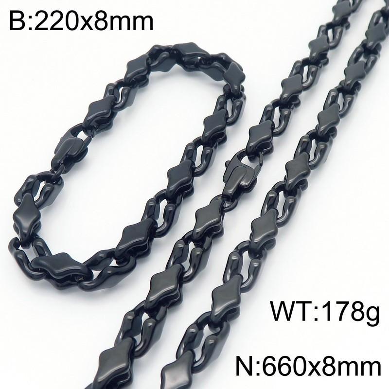 Kalen Punk Stainless Steel Melon Seed Chain Necklace Bracelet Accessories for Men Women Fashion Jewelry Sweater Necklace
