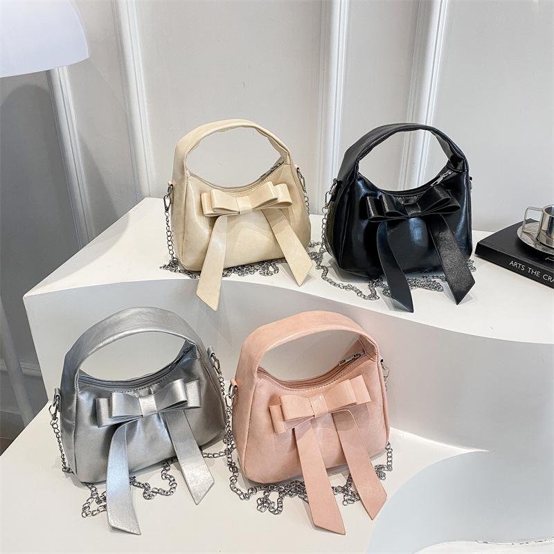 Women's Temperament Bow Bags, 2026 New Fashiable and Versatile Single Shoulder Crossbody Bag, Casual Texture Handbag