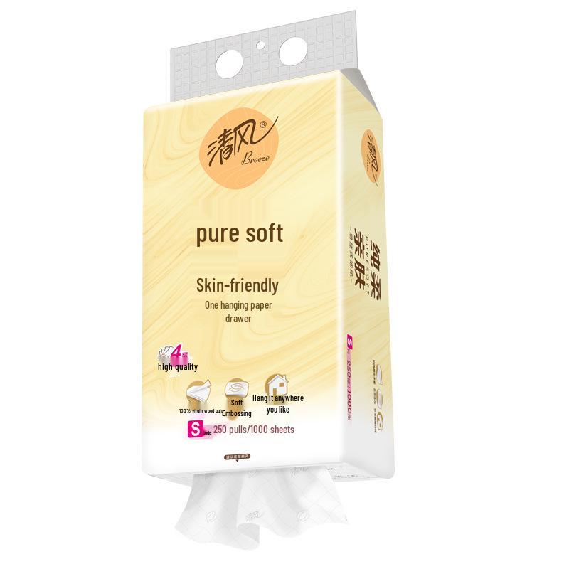 Fresh Breeze Skin-Friendly 4-Ply Facial Tissues – 250 Soft, Thickened Sheets, Virgin Wood Pulp – Economical Pack for Home Use. 4-Ply, 250 Sheets, 6 Packs, Box