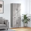 Vidaxl Witrynka Szary Dąb Sonoma 69,5X34X180Cm Materiał Drewnopochodny