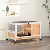 Rabbit Hutch for Small Pets with Opening Roof and Removable Tray 90x53x59 cm Natural