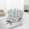 Black and White Cotton New Face-showing Plaid Striped Octagonal Beret Dome Fashionable Women's Hat Brim Strap