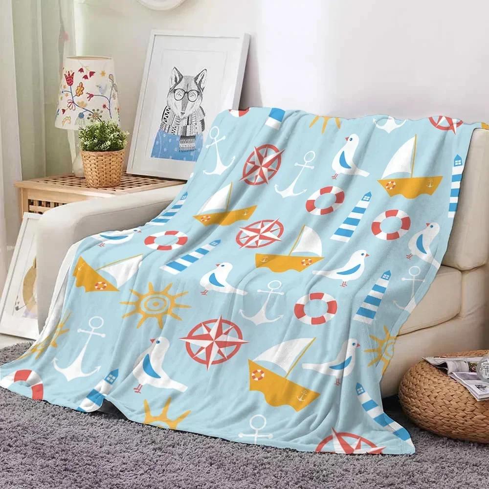 Fish Flannel Throw Blanket Jellyfish Ocean Animals for All Season Gift Couch Sofa Living Room Queen Size Lightweight Boys Girls