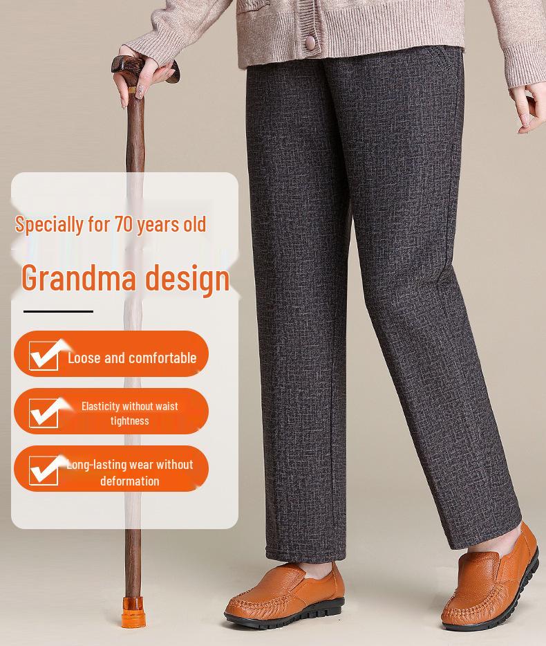Hengyuanxiang Women's Plus Size Straight-Leg Pants - Spring & Autumn Wear for Middle-Aged & Elderly