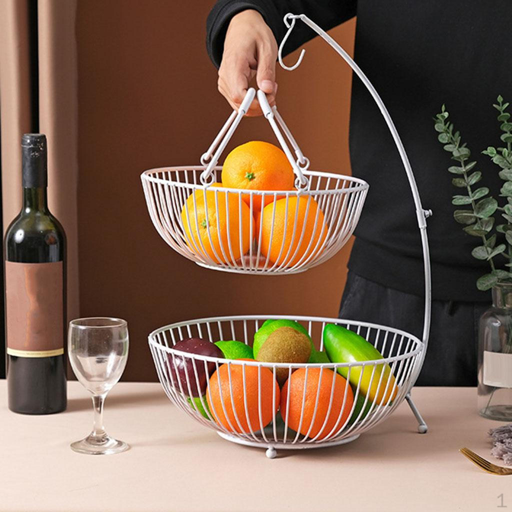 Creative 2-Tier Fruit Basket Bowl Storage Shelf Display Standing Multipurpose for