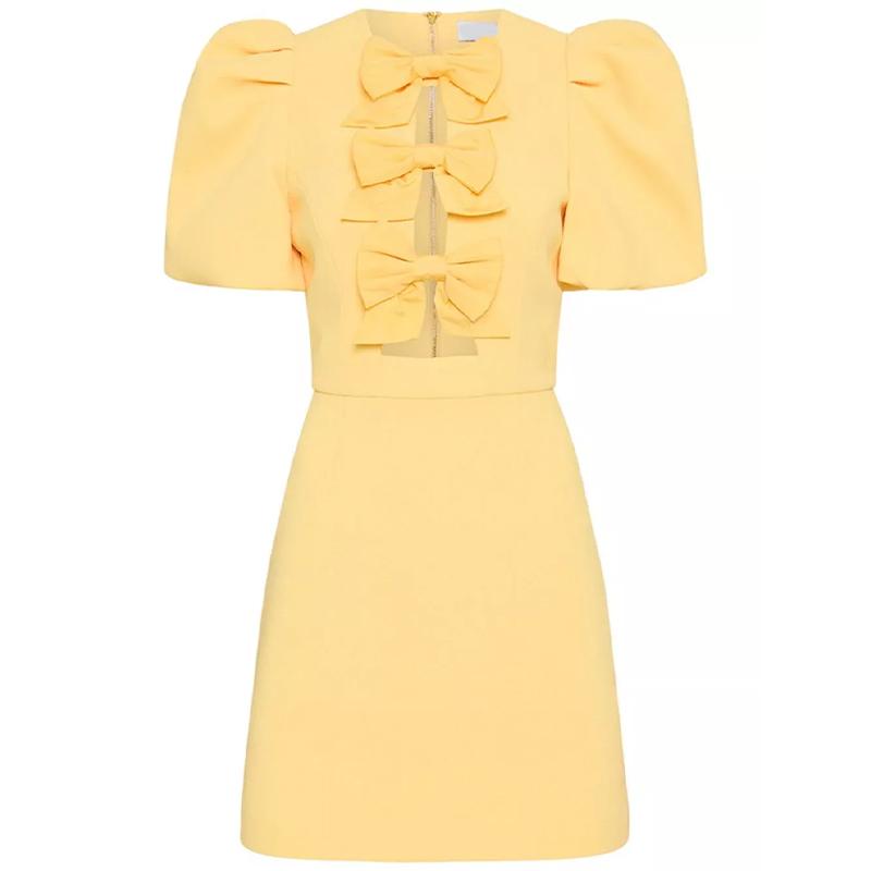 

Милое облегающее платье с открытыми бантами для женщин, элегантное мини-платье с коротким рукавом для женщин, стильное вечернее платье на все сезоны M