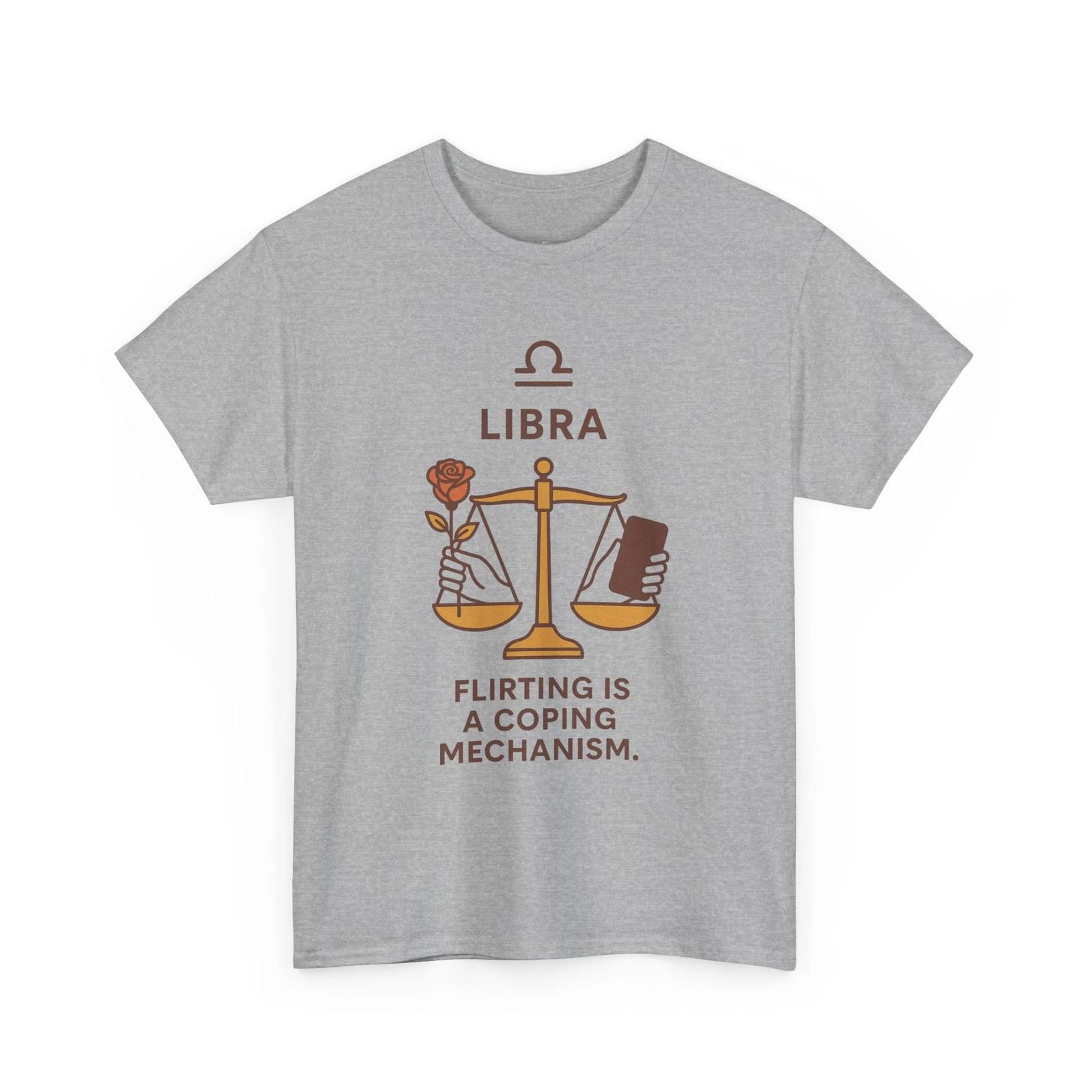 Zodiac Graphic Tee, Libra Scales & Rose Shirt, Flirting Coping Mechanism L