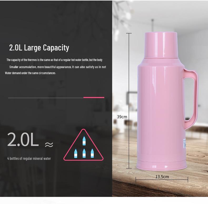Compact 2L Classic Hot Water Bottle – Insulated Thermos with Plastic Shell for Dorm Use, 5 lbs
