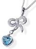 [Your and My Jewelry Box] Natural Blue Topaz Ribbon Motif Necklace Pendant - Heart Mix Cut [November Birthstone] [Jewelry] [Gift Wrapped]