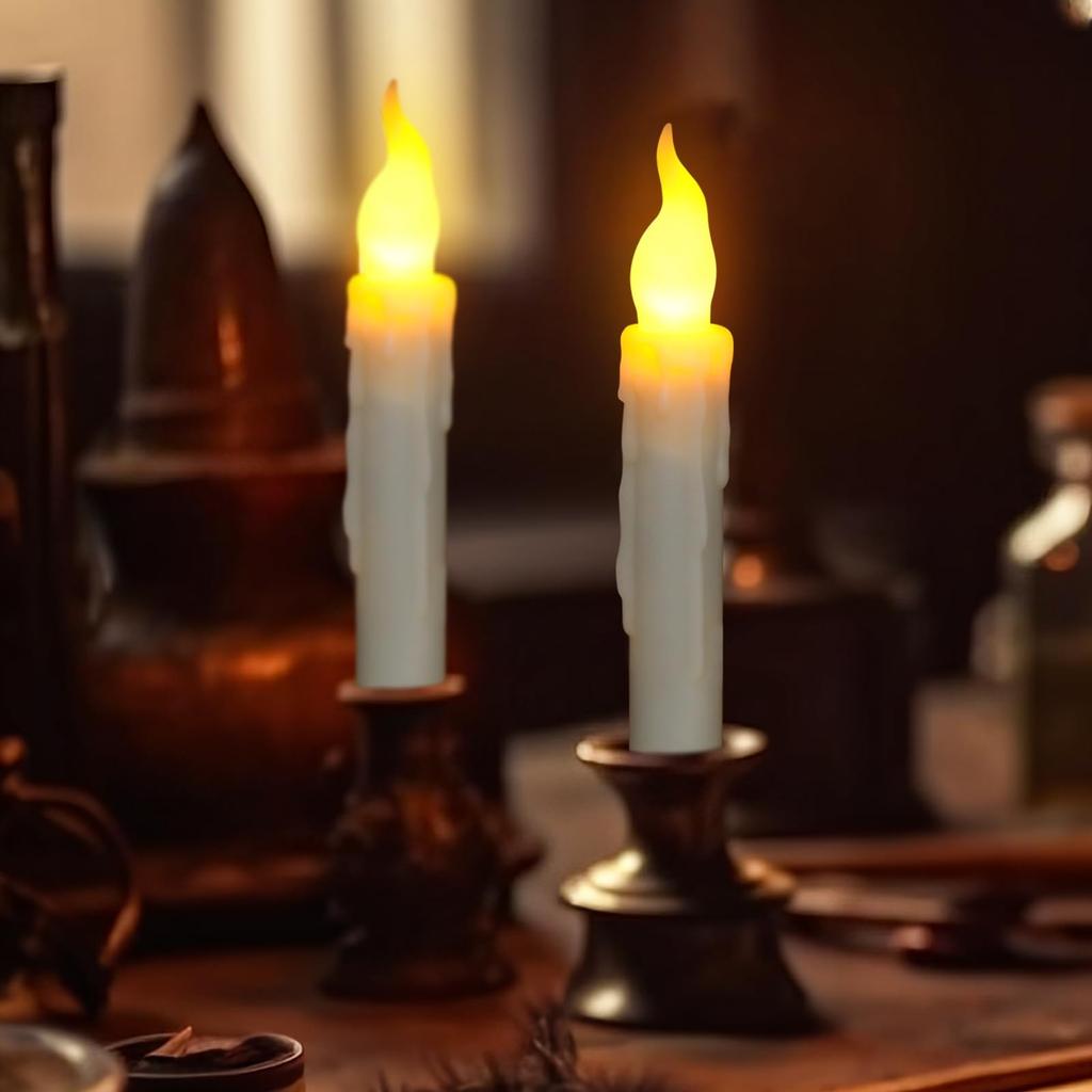 Flytende stearinlys med stav fjernkontroll 12-paknings LED flammefri, flimrende konisk lys varmhvit