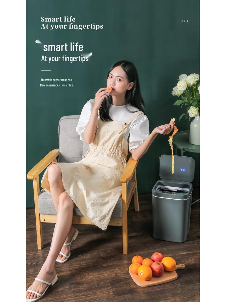 Automatic Smart Induction Trash Can for Home – Large Capacity for Living Room, Kitchen, Bathroom
