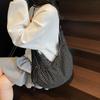Korean ins Lazy Wind Croissant Bag Women's Large Capacity Canvas Folded Plaid Nylon Bag Commuter Shoulder Messenger Bag