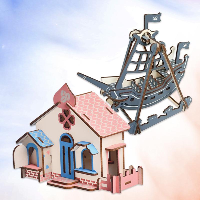 1PC Children's Wooden Puzzle Three-dimensional 3d Assembled Model Toy Handmade Gifts for Boys and Girls Over 6 Years Old