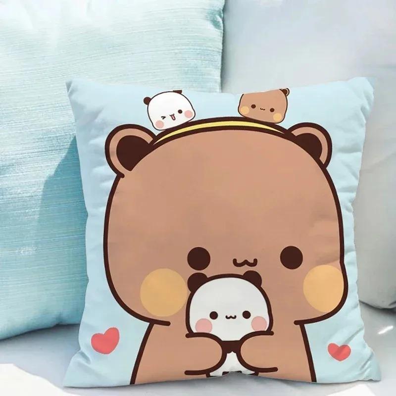 Bubu Dudu Cartoon Bear Pillow Cover 45X45Cm - Cute Kids Bedroom Decor, Soft Plush Sofa Pillow Case For Living Room