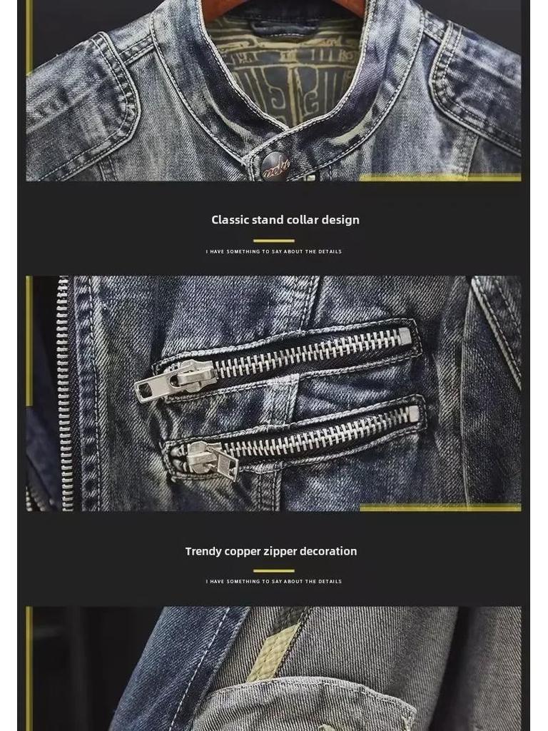 Men's Trendy 2022 Autumn Leather Motorcycle Jacket - Style 609A