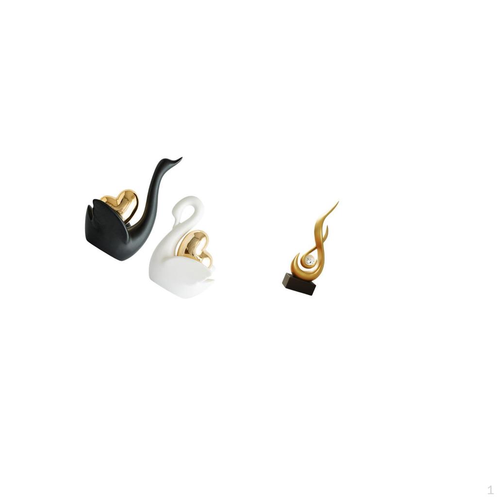 Swan Figurines Tabletop Ornament Art Crafts Couple's Decor Table Decoration Abstract Fire Statue
