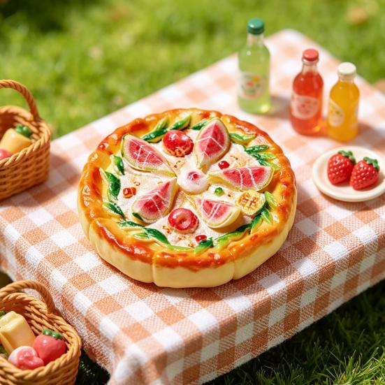 Miniature Scene Decorations 2Pcs Mini Resin Pizza Ornaments, Realistic Miniatures, Tiny Simulation Figures Food Ornaments for DIY Craft Project, Doll