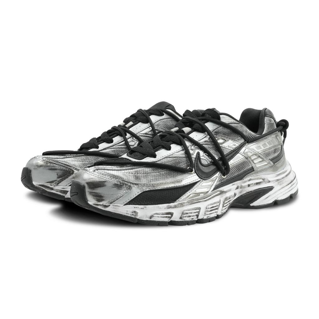 Nike Initiator Fabric Slip Resistant Abrasion Resistant Low Top Running Shoes Men's Black Silver 394055-001(Team162-)