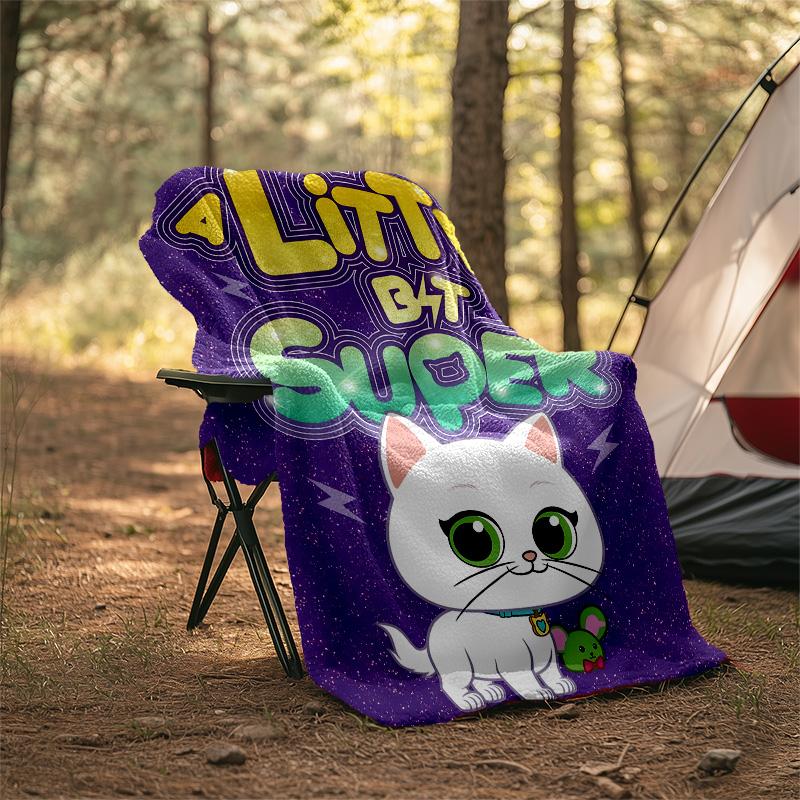 1pc Super Kitties Adventures1 Theme Soft Flannel Throw Blanket - Digital Print, Polyester, Cozy for All Seasons, Perfect for Outdoor, and Travel