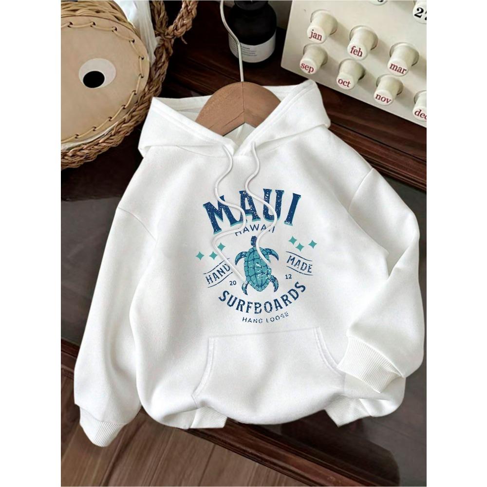 

2025 Autumn and Winter Hawaii Maui Surfboard Printed Casual Hooded Pullover for Women s Casual Hoodies Clothing S