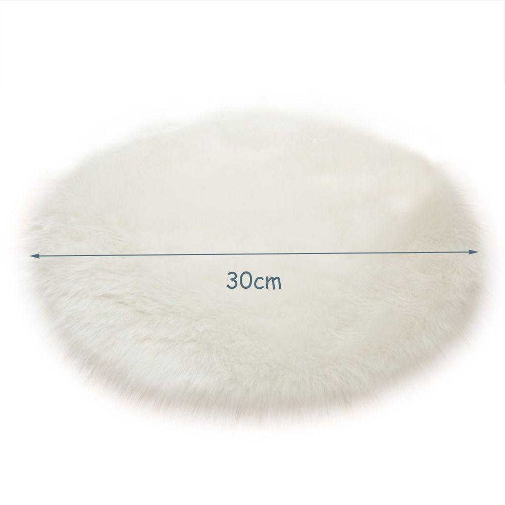 Warm 30cm Seat Cushion Round Fur Chair Mat Artificial Wool Wool Rug Bedroom