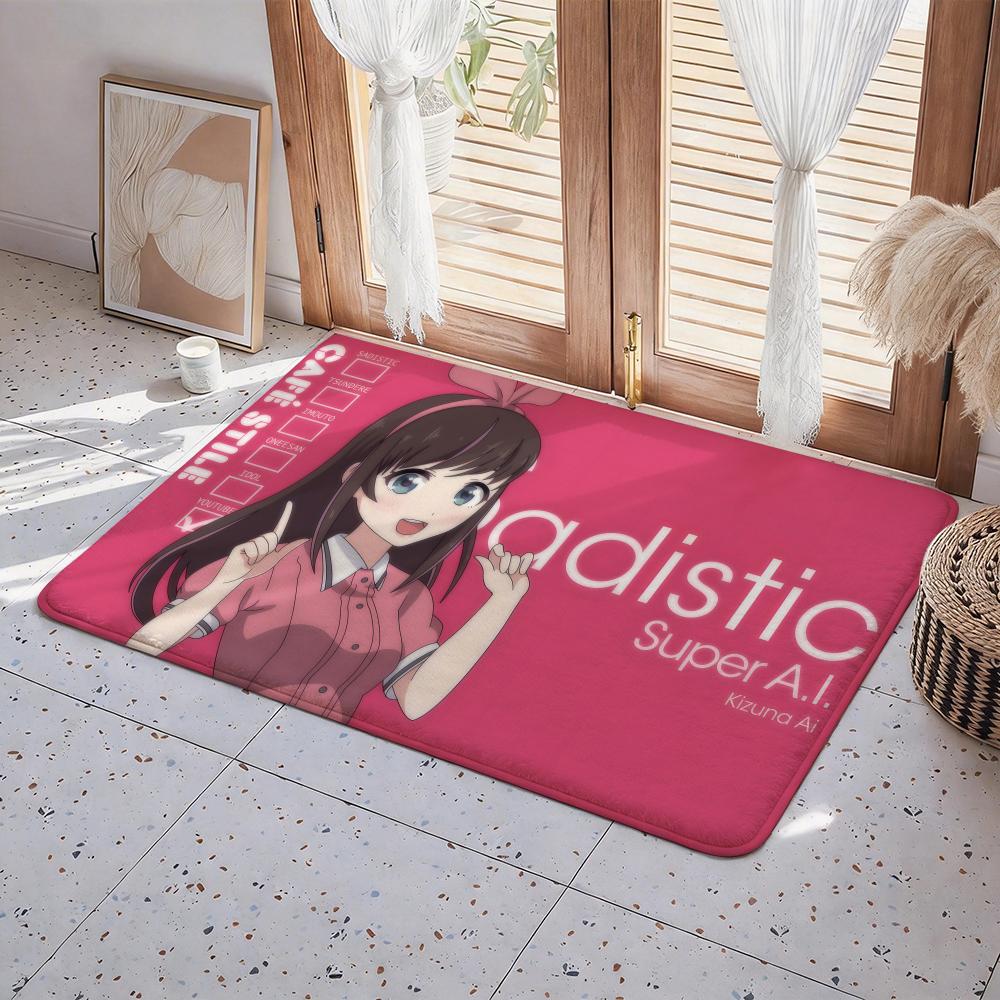 Character K Kizuna AI Floor Mat Eco Flannel Doormat Non Slip Odorless Indoor Floor Rug Soft Short Plush Home Mat