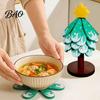 Space Saving Folding Trivet for Cookware Tree-Shaped Wooden Trivets with Storage Stand, Collapsible Heat Resistant Foldable Hot Pots Pot Holders, Anti
