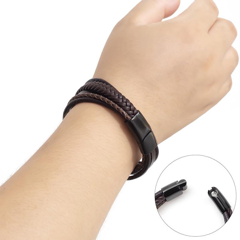 Meier Fashionable Leather Cord Handmade Braided Bracelet - Men's Bangle - Ethnic Style