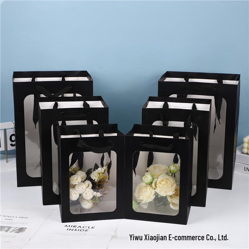 Průhledná dárková taška z kraftového papíru na květiny a dárky