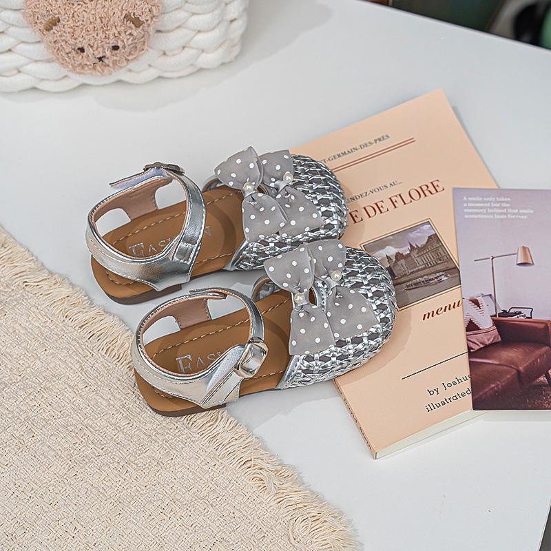 Sweet Lolita Bow Woven Princess Roman Sandals - Soft-Soled, Closed-Toe, Summer 2026 26